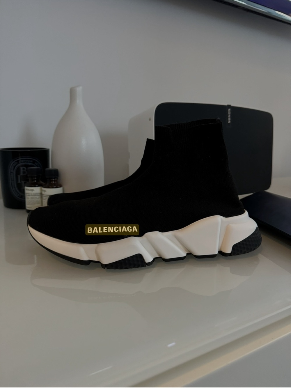 Balenciaga Black Knit Sneakers Size 38